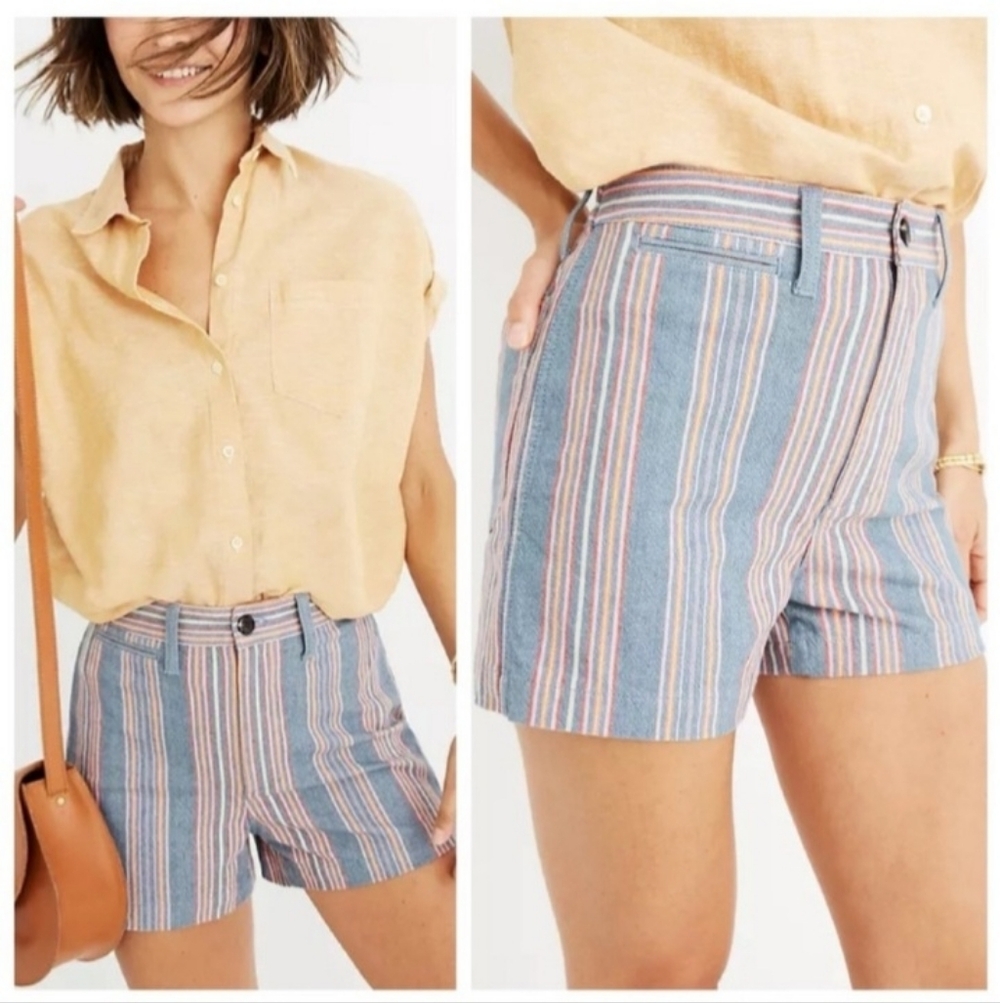 Madewell Striped Denim High Rise Short Size 29